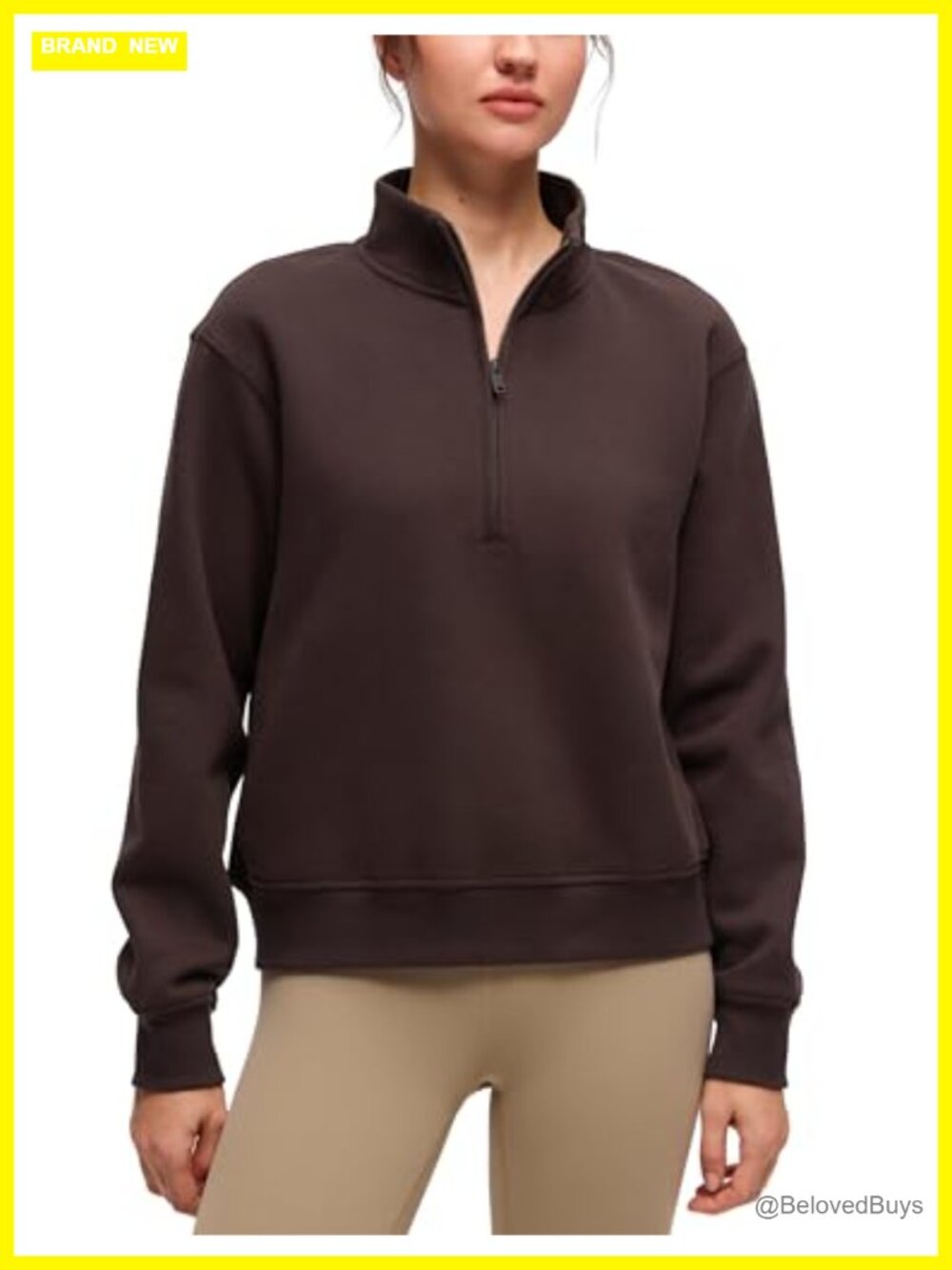 Fleece Lined Half Zip Sweatshirt Cotton Blend Funnel Neck